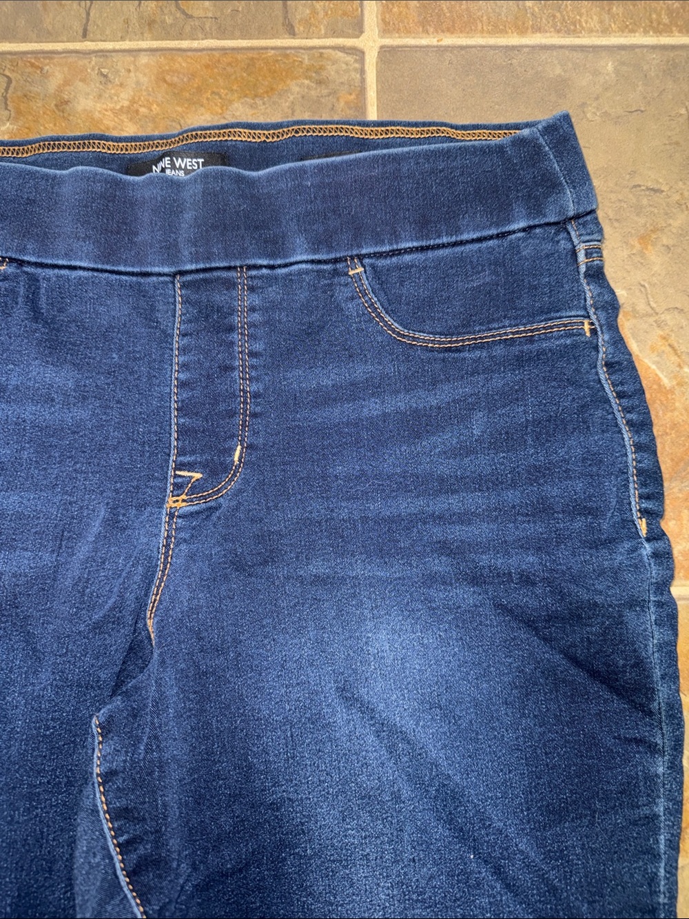 Nine West Dark Blue Stretch Heidi Pull On Skinny Cropped Jeans - Picture 3 of 9